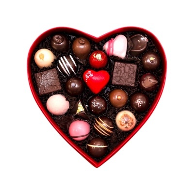 Caixa Coração Veludo 22 Bombons Sortidos Bonitos