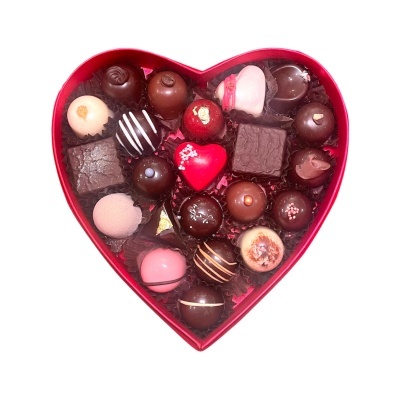 Caixa Coração Veludo 22 Bombons Sortidos Bonitos