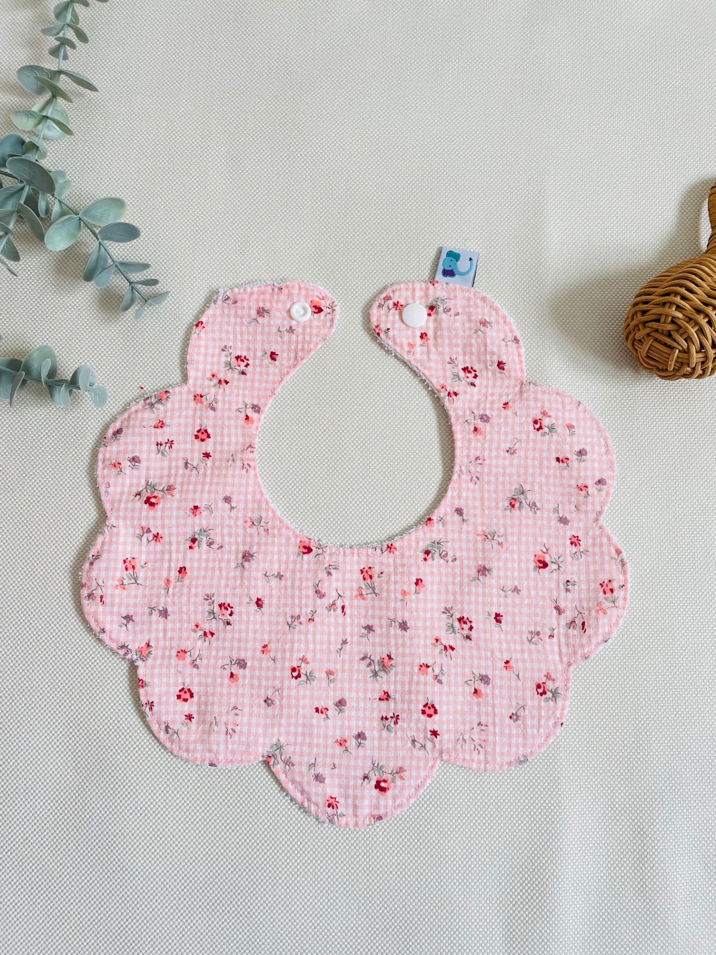 Babete Flor vichy rosa