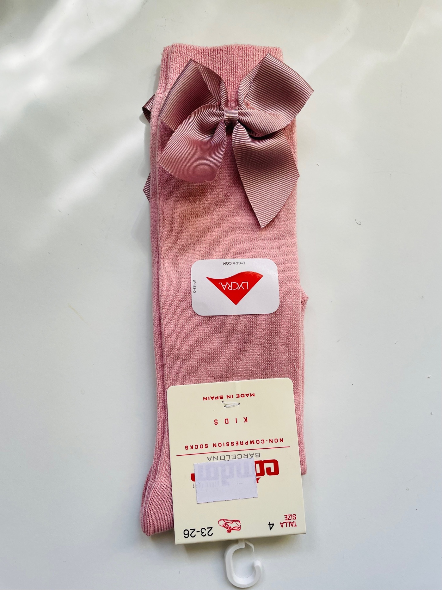 Meias Condor rosa com laço