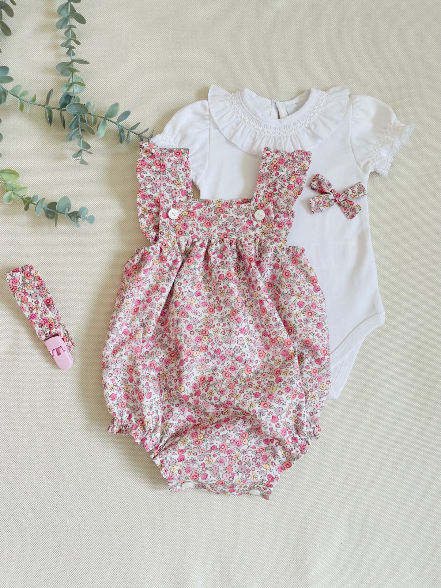 Fofo Inês floral popelina rosa