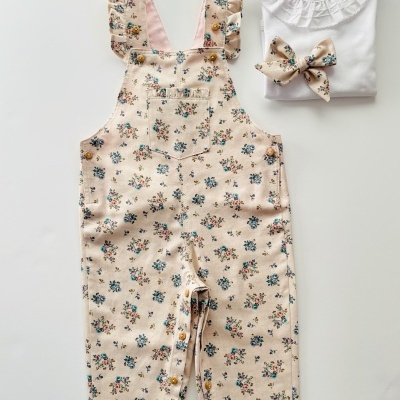 Jardineiras Rita floral bege