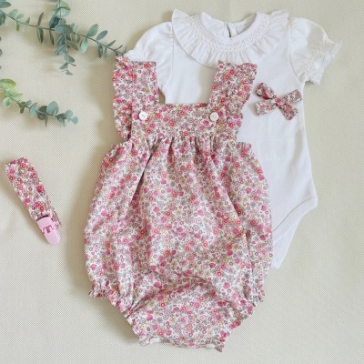 Fofo Inês floral popelina rosa