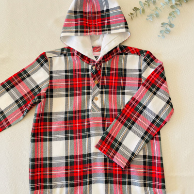 Camisa com capuz em tartan