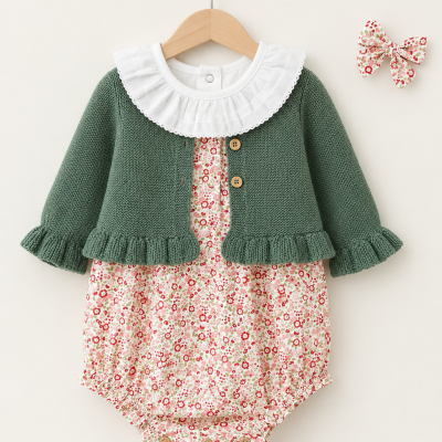 Fofo Inês floral bordô e rosa