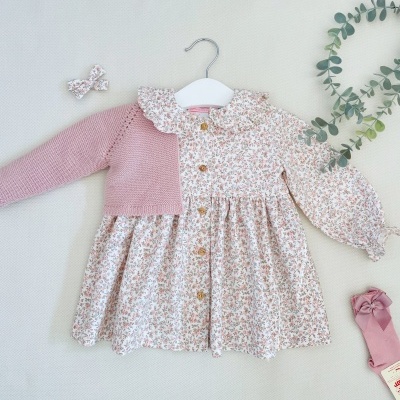 Vestido Beatriz floral rosa e azul