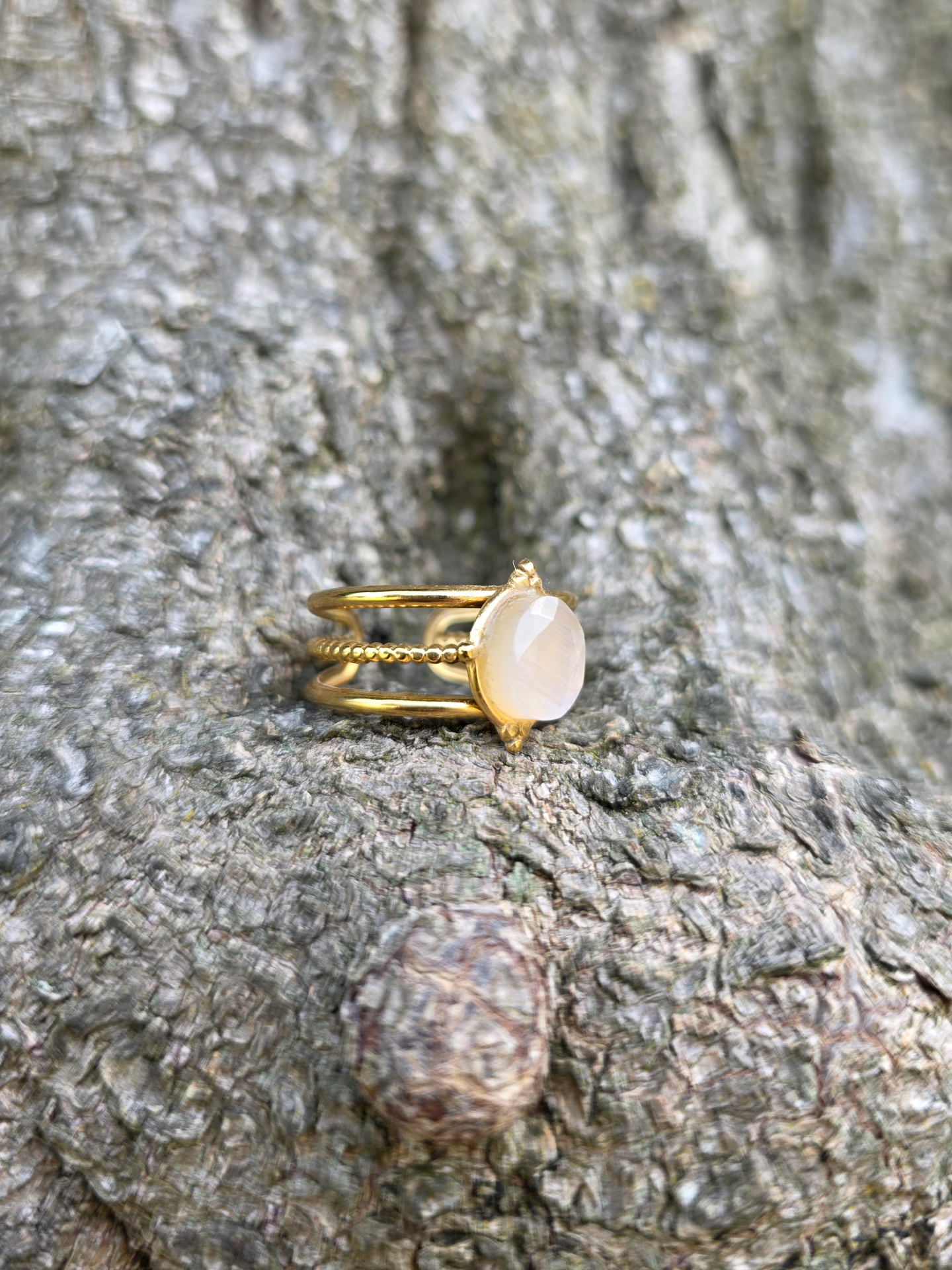Anel Maya de Pedra da Lua - Handmade