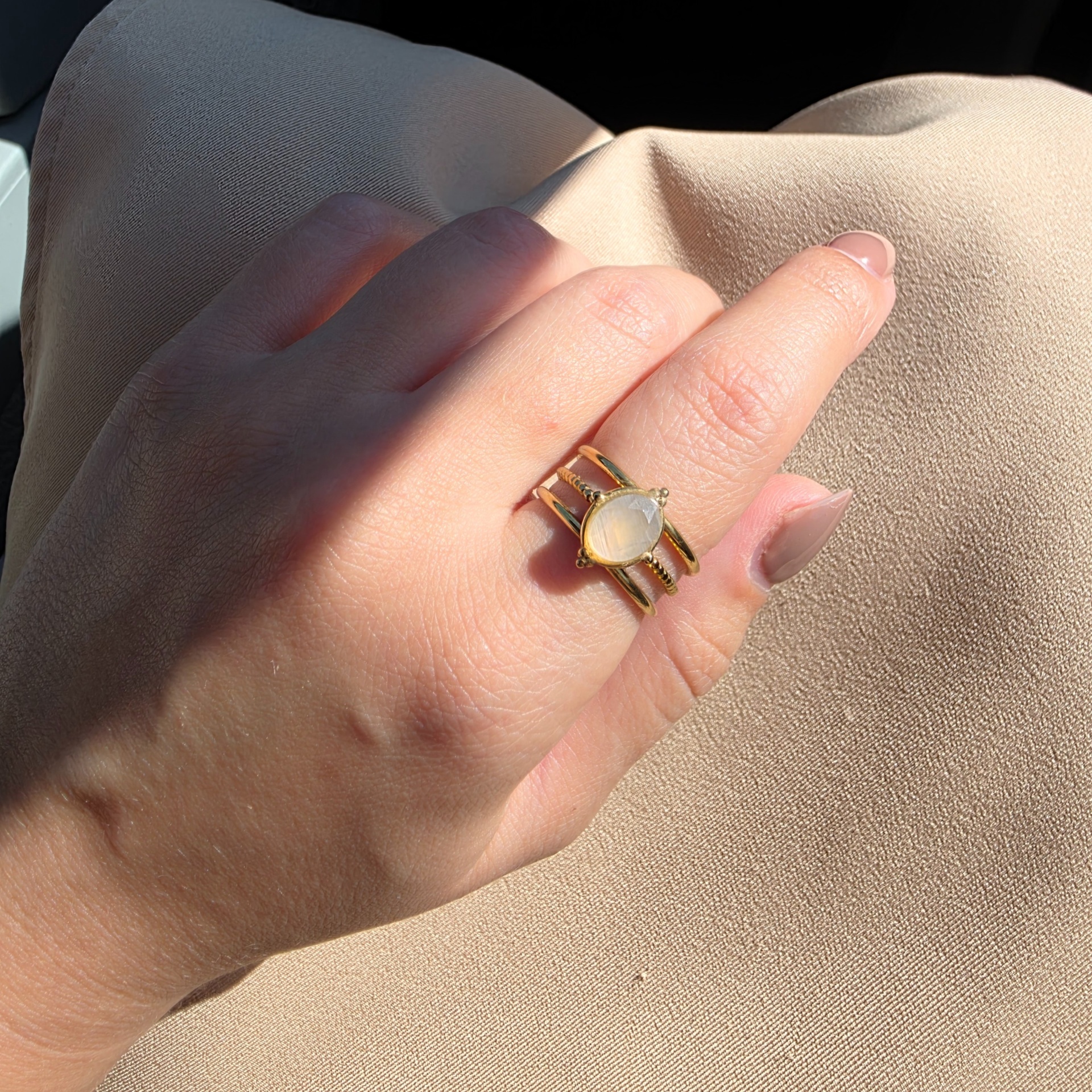 Anel Maya de Pedra da Lua - Handmade