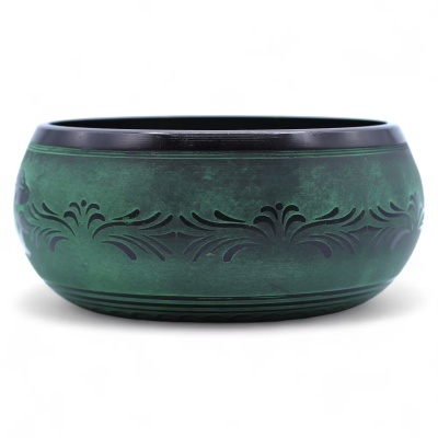 Taça Tibetana “Cogumelo” Extra Alta – 23x10,5 cm – Verde Musgo