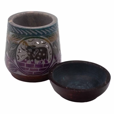 Queimador de Óleo Grande em Pedra-Sabão com 13x10cm - Elefante - Cinco cores