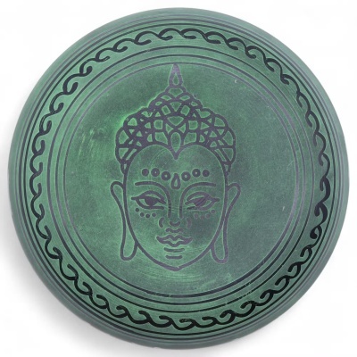 Taça Tibetana “Cogumelo” Extra Alta – 23x10,5 cm – Verde Musgo