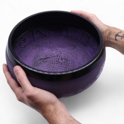Taça Tibetana “Cogumelo” Extra Alta – com 23x10,5 cm – Roxo Névoa