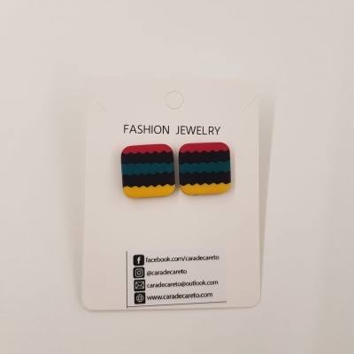 Brincos  quadrados médios bicolor