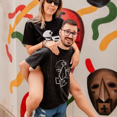 T-Shirt CARETO DRAW FACE FADE OUT