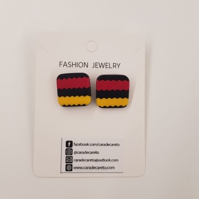 Brincos  quadrados médios bicolor