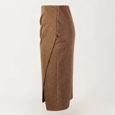 Saia Midi com Acabamento Pele de Pêssego e Aplicações Brilhantes SAHOCO