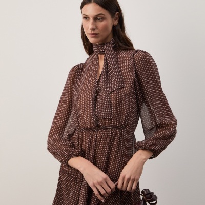 Vestido estampado com laçada Decenio