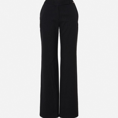 Calça comprida em tecido às riscas Scripta