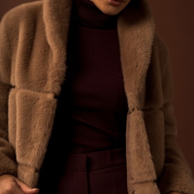 Casaco comprido de pêlo com efeito canelado largo Ferrache