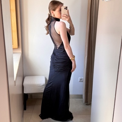 Vestido com pormenor franzido Scripta