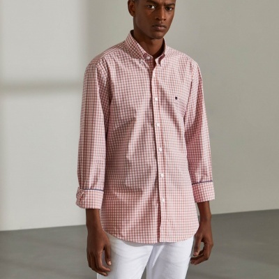 Camisa slim fit de algodão com padrão de xadrez Lion of Porches