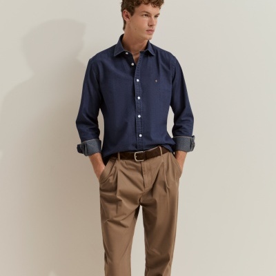 Camisa slim fit com textura Lion of Porches