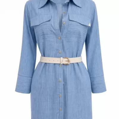 Vestido Camiseiro com Cinto Sahoco