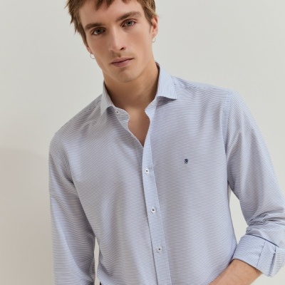 Camisa slim fit de algodão às riscas Lion of Porches