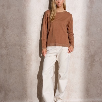 Camisola de malha com lurex de decote redondo SMF