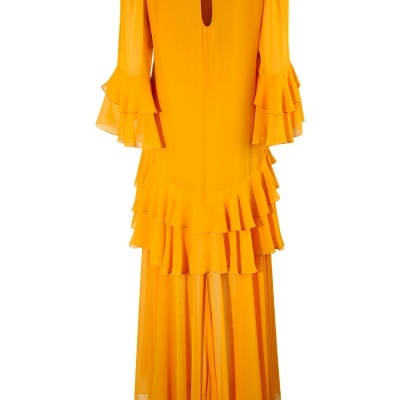 Vestido assimétrico com folhos Sahoco