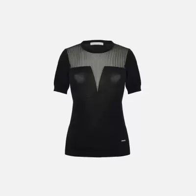 Camisola em malha com detalhe de transparência Scripta