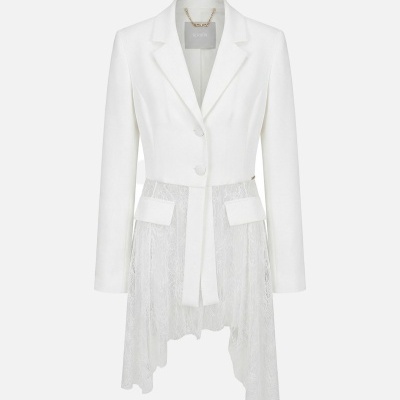 Blazer em tecido e renda Scripta