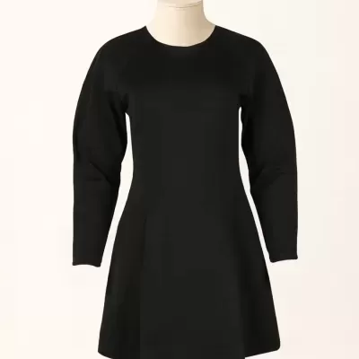 Vestido Curto com Risca nas Mangas Sahoco