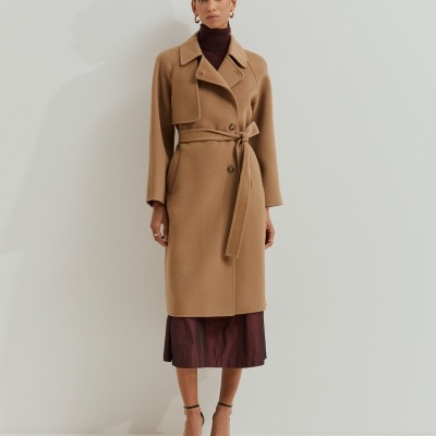 Sobretudo comprido de trespasse em lã Lion of Porches