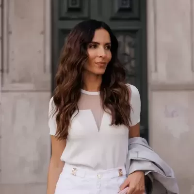 Camisola em malha com detalhe de transparência Scripta