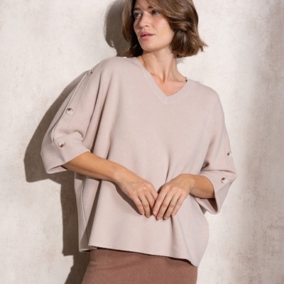 Camisola de malha com botões na manga SMF