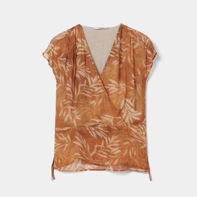 Blusa de trespasse de manga curta Decenio