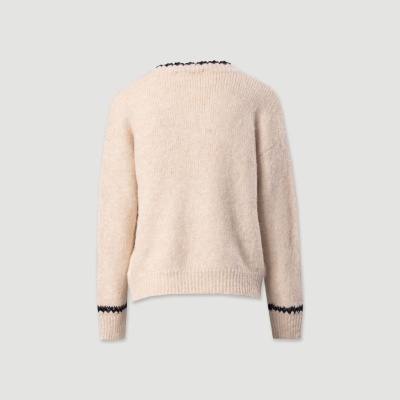 Camisola de malha com decote em V e detalhe contrastante Ferrache