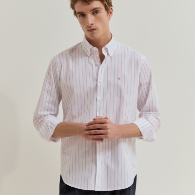 Camisa regular fit em algodão às riscas Lion of Porches