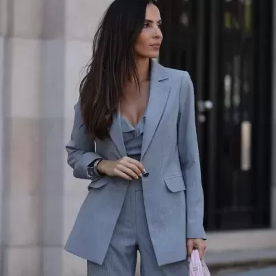 Blazer em tecido riscado Scripta