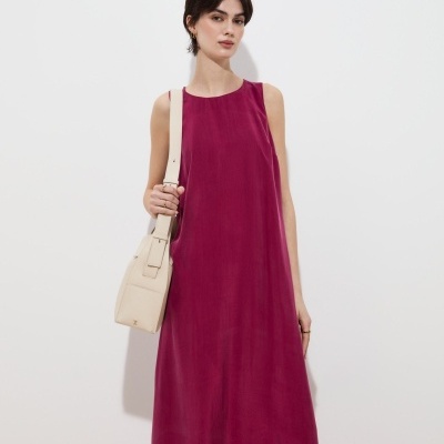 Vestido midi fluido em cupro Decenio