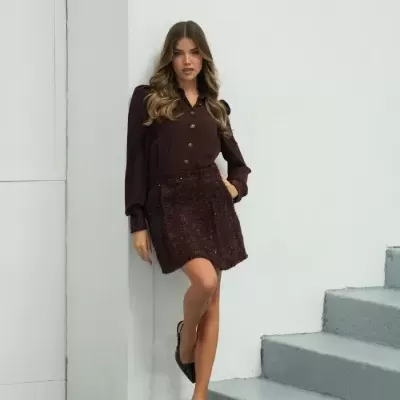 Vestido tecido combinado Glow Spaccio