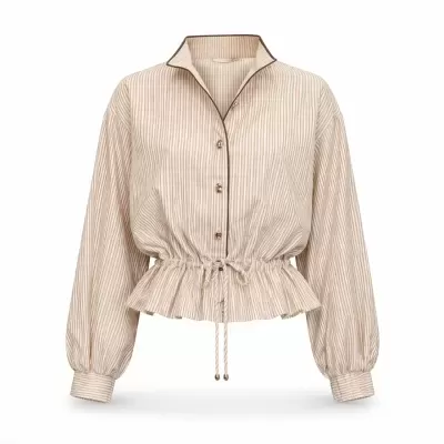 Camisa às Riscas com Cordão na Cintura Sahoco