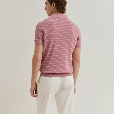 Polo às riscas em malha de algodão Lion of Porches