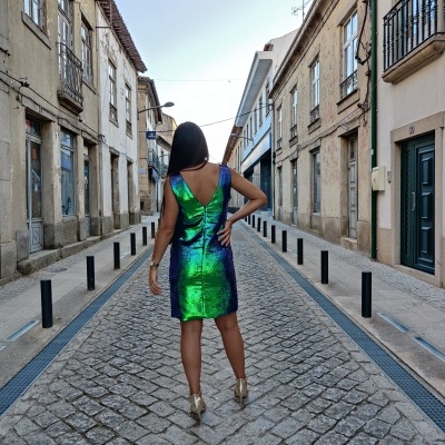 Vestido justo lantejoulas Ferrache