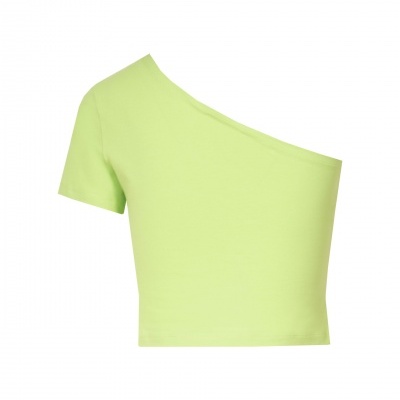 Top algodão decote assimétrico logo colorido Ferrache