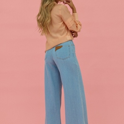 Calça de ganga clara wide leg Scripta