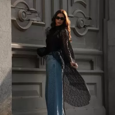 Calças Denim com Brilhantes Sahoco