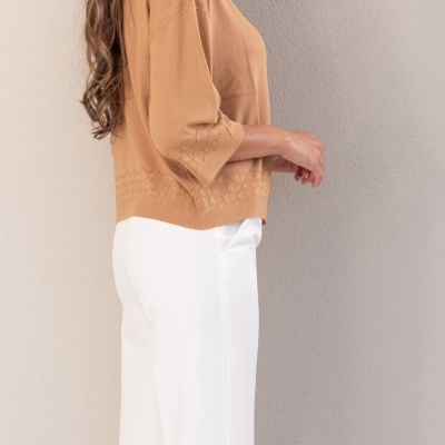 Camisola de malha fluida com detalhe perfurado Ferrache