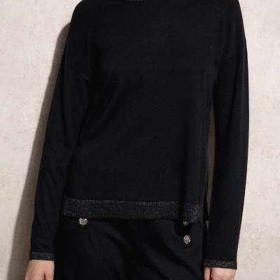 Camisola de malha com lurex de decote redondo SMF